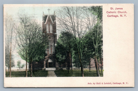 CARTHAGE NY ST.JAMES CHURCH ANTIQUE POSTCARD