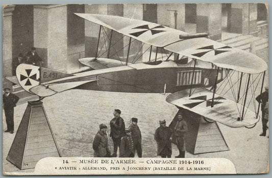 WWI FRENCH MUSEE DE L'ARMEE GERMAN CAPTURED AEROPLANE 1914 ANTIQUE POSTCARD