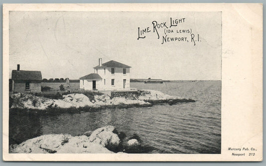 NEWPORT RI LIME ROCK LIGHT ANTIQUE POSTCARD