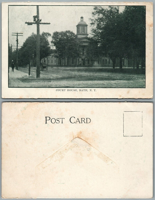 BATH N.Y. COURT HOUSE ANTIQUE POSTCARD