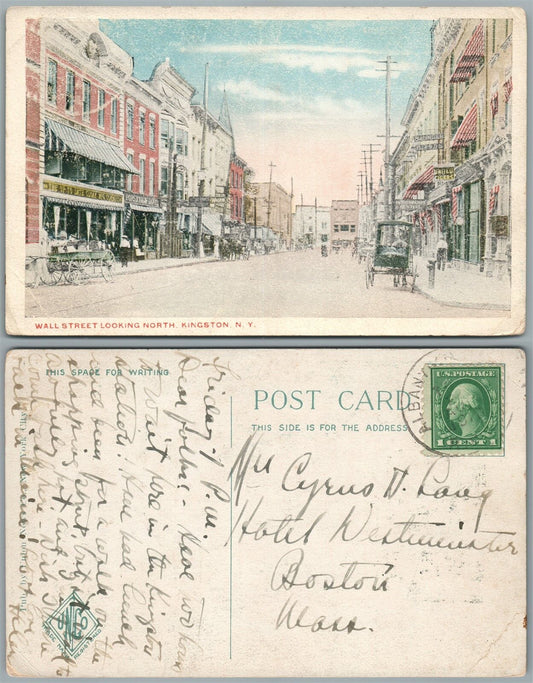 KINGSTON N.Y. WALL STREET ANTIQUE POSTCARD