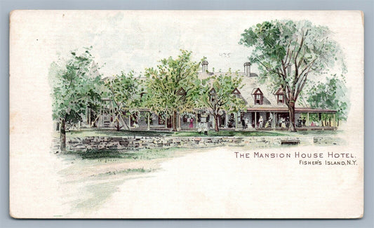 FISHER'S ISLAND NY MANSION HOUSE HOTEL ANTIQUE POSTCARD
