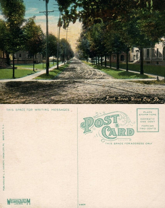 UNION CITY PA SOUTH STREET ANTIQUE POSTCARD