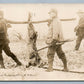 EXAGGERATED RABBIT HUNTING ANTIQUE REAL PHOTO POSTCARD RPPC