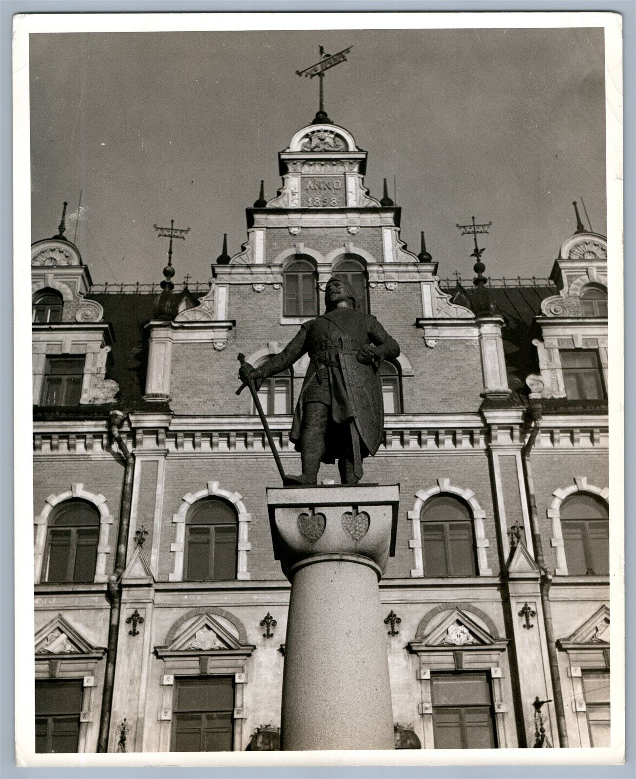 1930s RUSSIA VYBORG STATUE OF SWEDISH MARSHALL VINTAGE REAL PRESS PHOTO