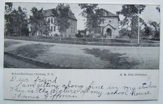 ANTIQUE 1905 UNDIVIDED POSTCARD SCHOOL BUILDINGS CHATHAM NEW YORK N.Y.