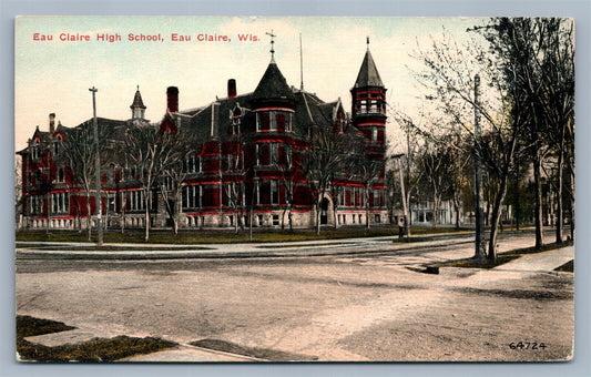 EAU CLAIRE WI HIGH SCHOOL ANTIQUE POSTCARD