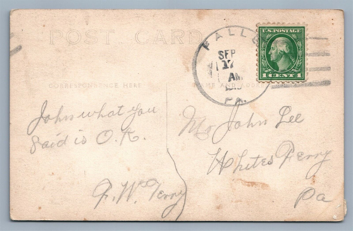 FALLS PA COTTAGES ANTIQUE REAL PHOTO POSTCARD RPPC