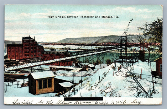 ROCHESTER & MONACA PA HIGH BRIDGE ANTIQUE POSTCARD
