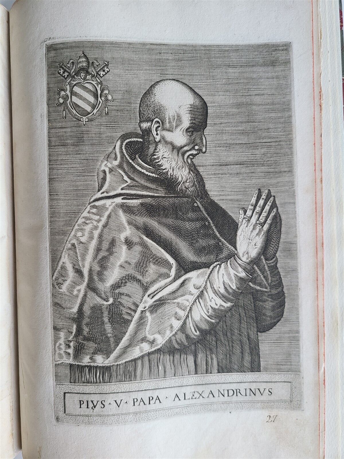 1568 ILLUSTRATED w/28 POPE PORTRAITS XXVII PONTIFICUM ELOGIA ET IMAGINES antique