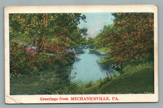 MECHANICSVILLE PA GREETINGS ANTIQUE POSTCARD