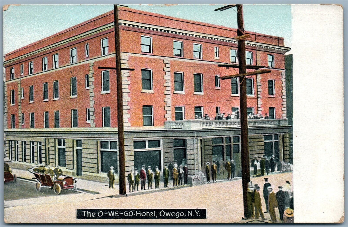 OWEGO NY O-WE-GO-HOTEL 1917 ANTIQUE POSTCARD