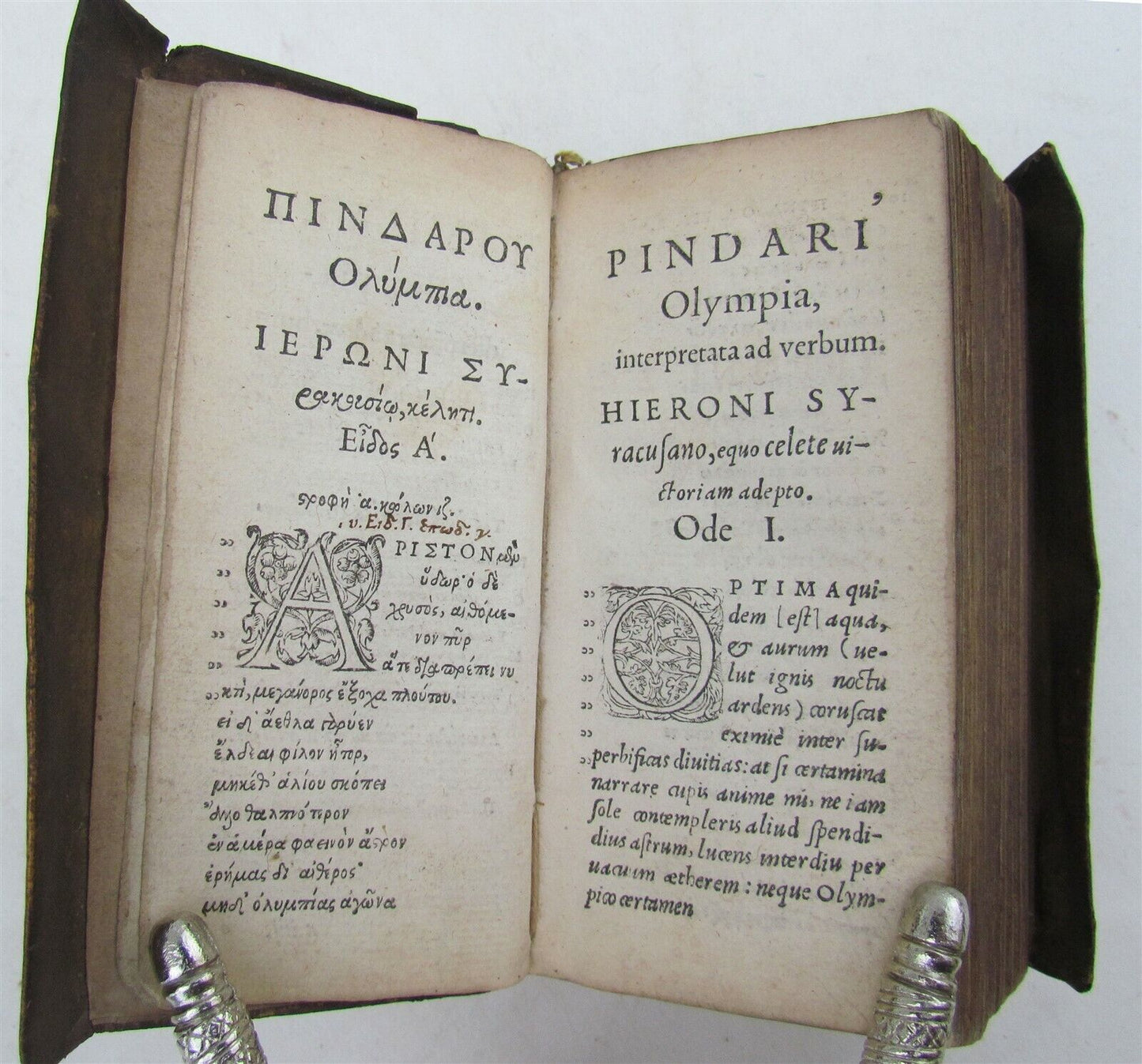 1566 PINDARI OLYMPIA vellum bound ANTIQUE Pindarus GREEK & LATIN Poetry