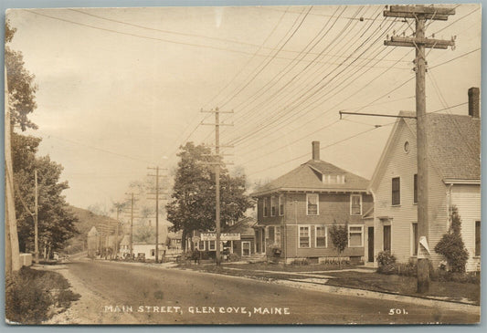 GLEN COVE ME MAIN STREET ANTIQUE REAL PHOTO POSTCARD RPPC