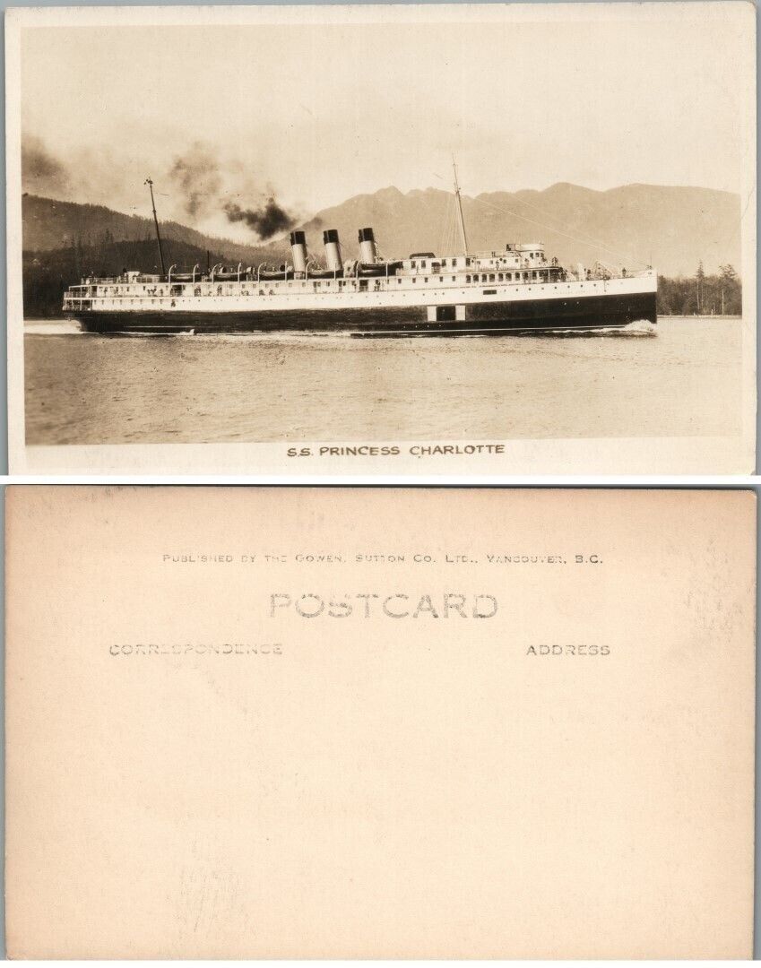 RPPC ANTIQUE REAL PHOTO POSTCARD S.S. PRINCESS CHARLOTTE SHIP