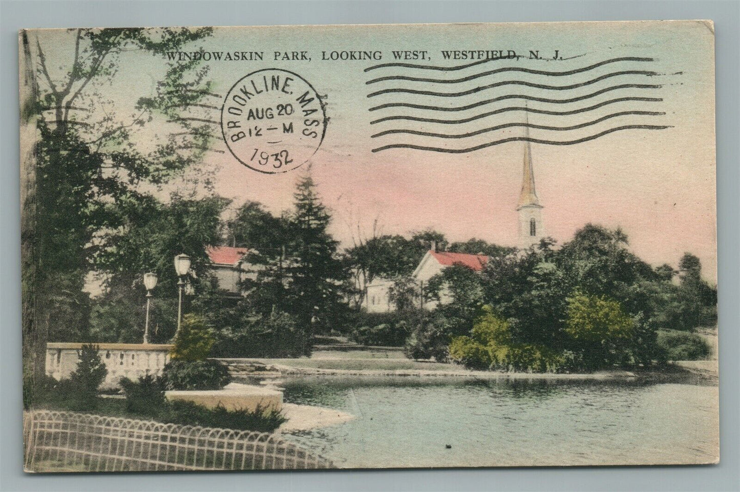 WESTFIELD NJ WINDOWASKIN PARK VINTAGE POSTCARD