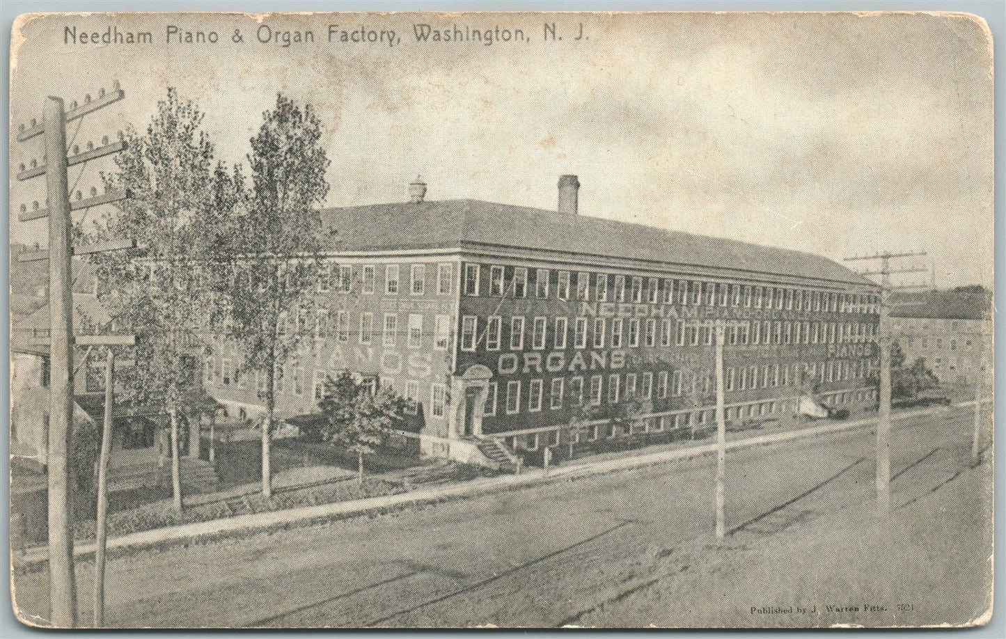 WASHINGTON NJ NEEDHAM PIANO & ORGAN FACTORY ANTIQUE POSTCARD