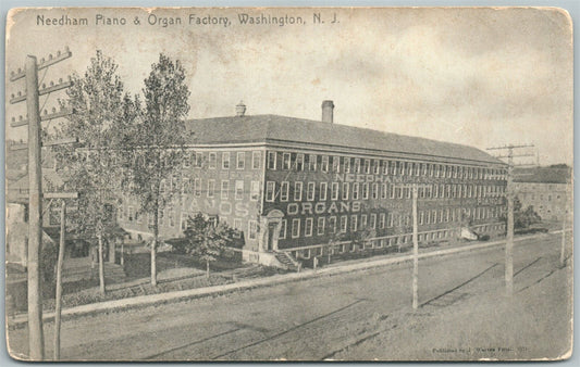 WASHINGTON NJ NEEDHAM PIANO & ORGAN FACTORY ANTIQUE POSTCARD