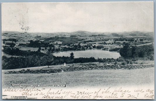 KENOZA LAKE SULLIVAN COUNTY NY 1906 UNDIVIDED ANTIQUE POSTCARD