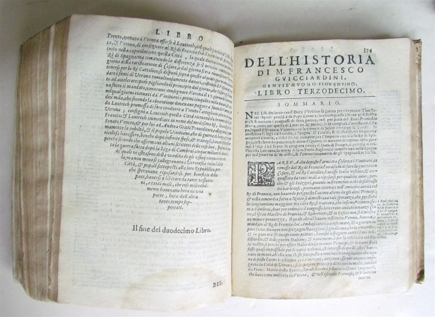 1616 HISTORY OF ITALY by Francesco GUICCIARDINI antique VELLUM BOUND