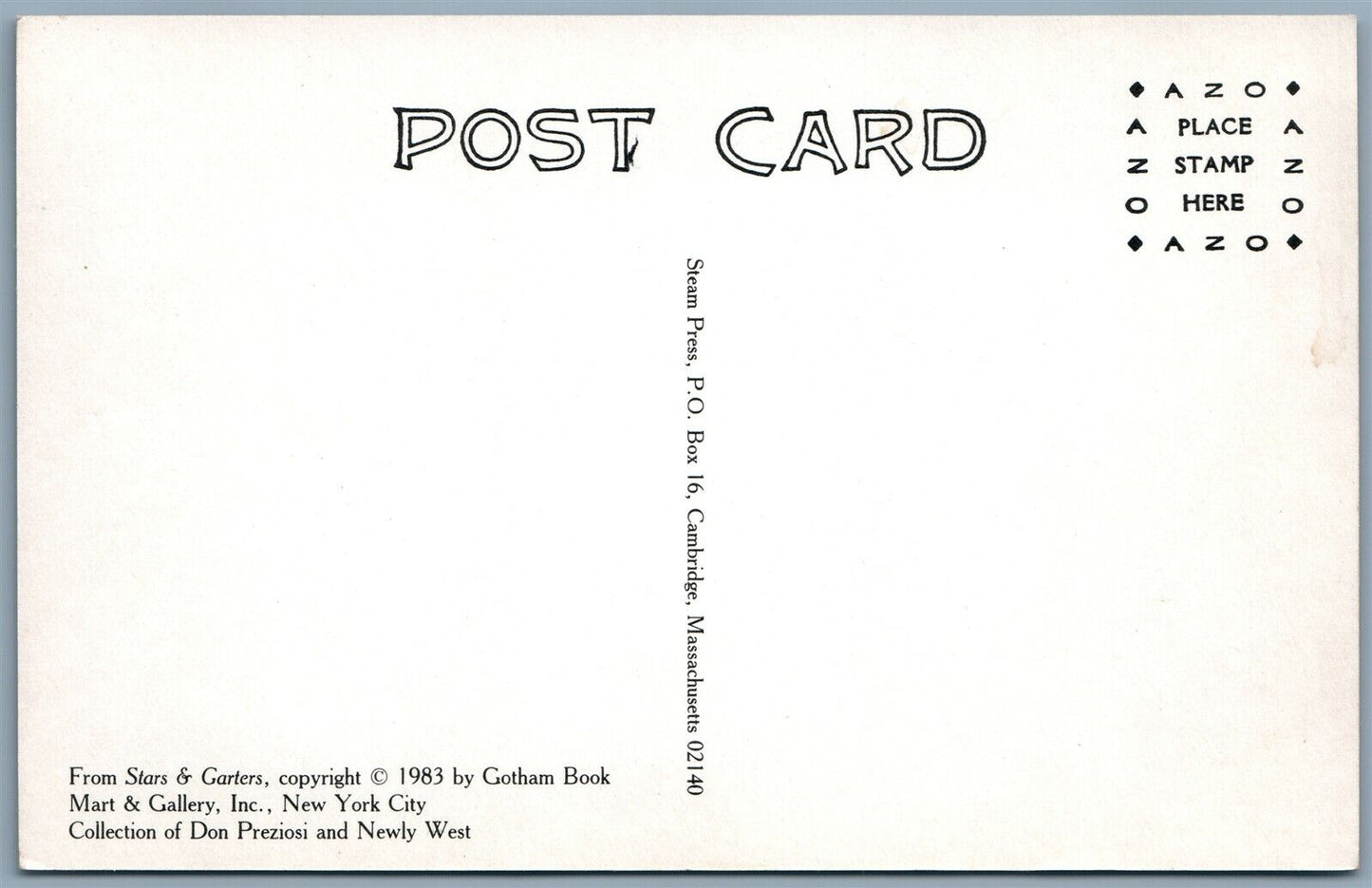 TATOO GIRL 1983 VINTAGE REPRODUCTION POSTCARD