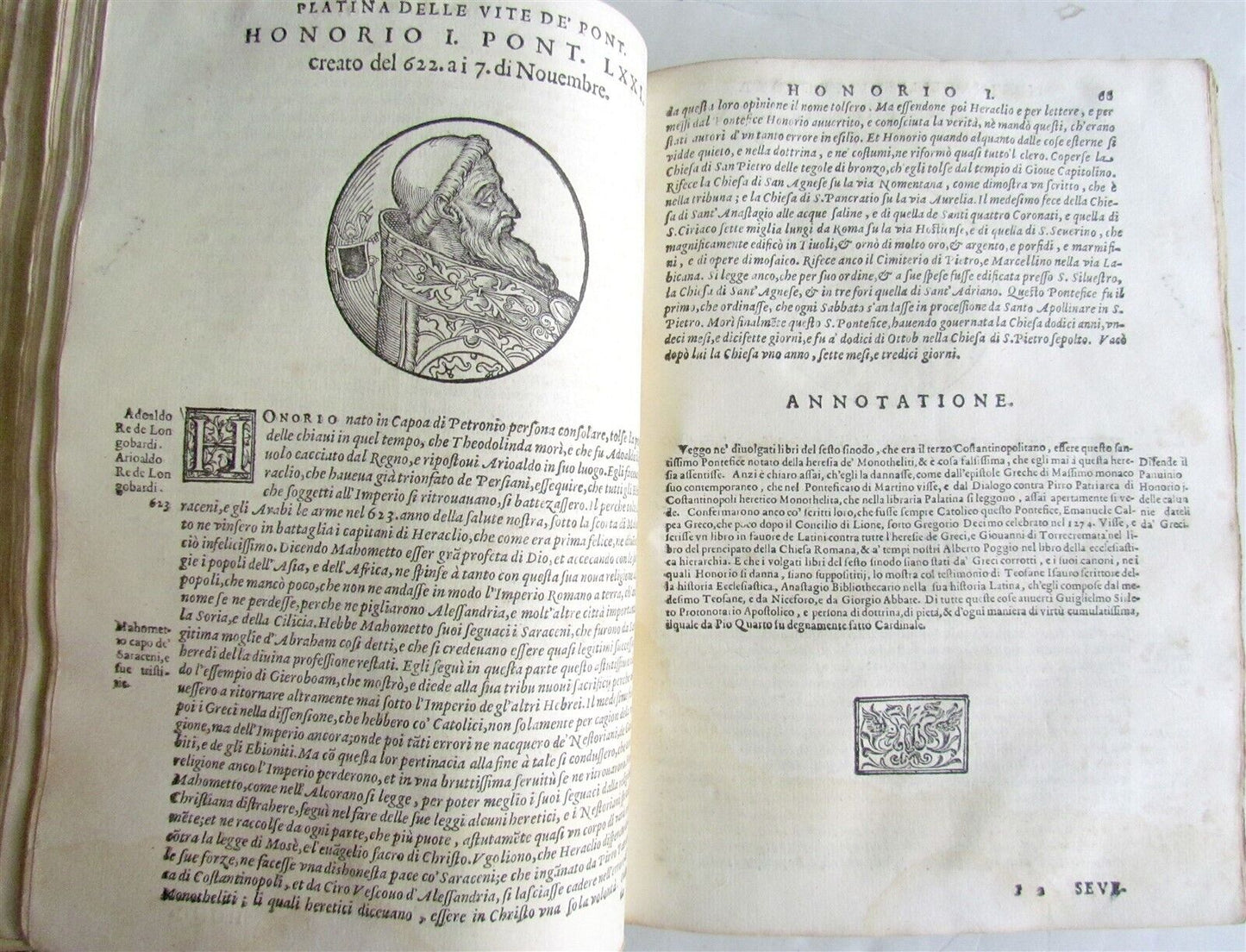 1600 BARTOLOMEO PLATINA LIVES of POPES antique 16th CENTURY ILLUSTRATED