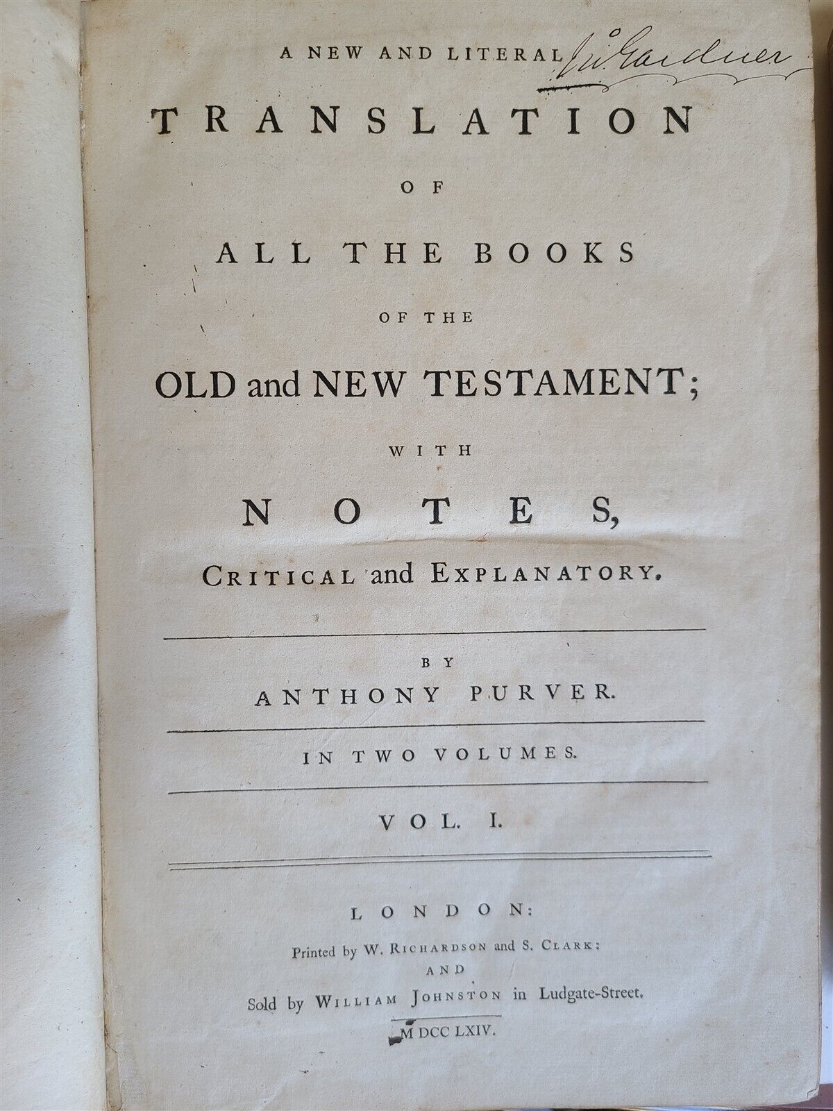 1764 BIBLE by ANTHONY PURVER QUAKER antique 2 FOLIO VOLUMES scarce