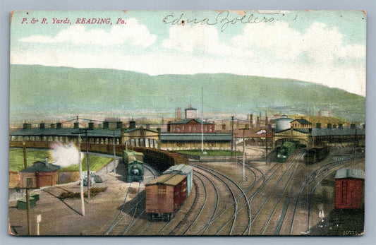 READING PA R. & R. RAILROAD YARDS ANTIQUE POSTCARD