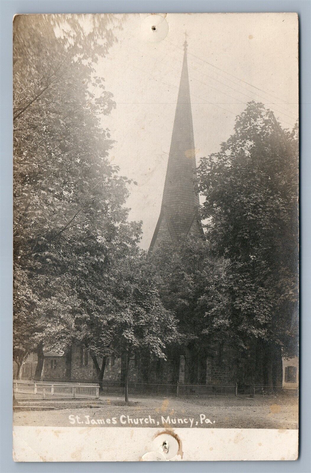 MUNCY PA ST. JAMES CHURCH ANTIQUE REAL PHOTO POSTCARD RPPC