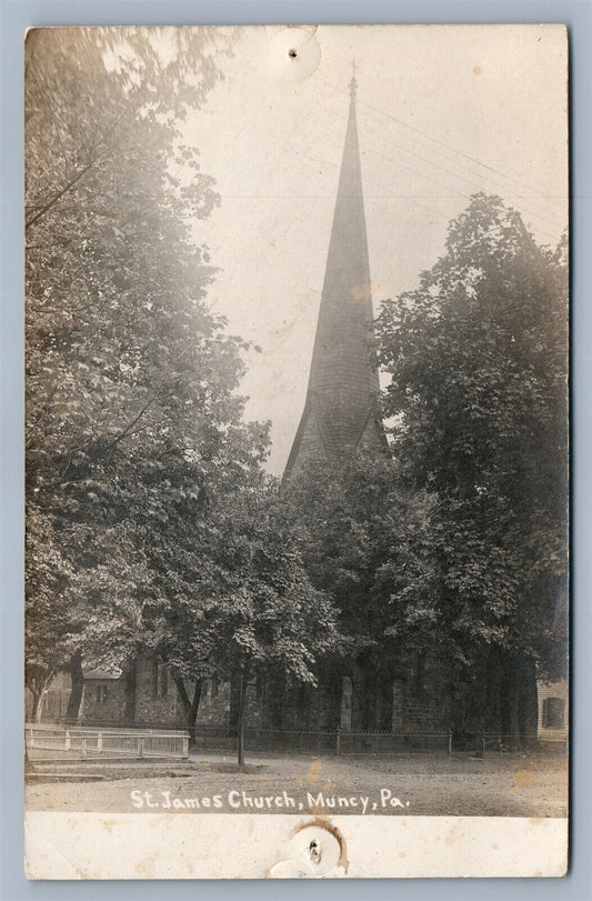 MUNCY PA ST. JAMES CHURCH ANTIQUE REAL PHOTO POSTCARD RPPC