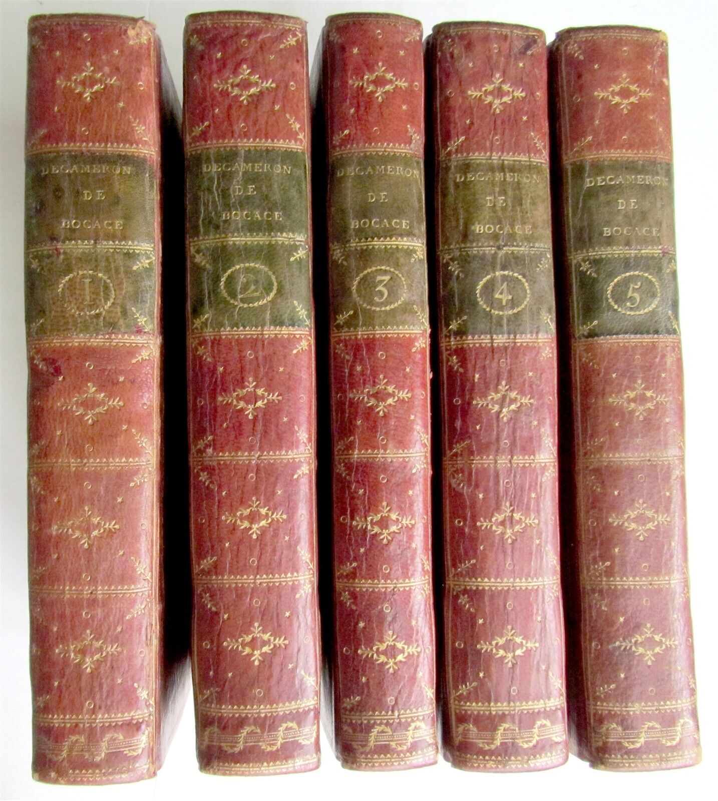 1757 DECAMERON by Giovanni BOCACCIO antique 5 VOLUMES ILLUSTRATED w/ 110 plates