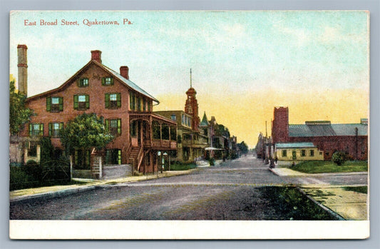 QUAKERTOWN PA EAST BROAD STREET ANTIQUE POSTCARD