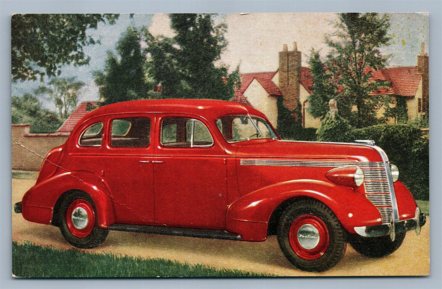 1937 SILVER STREAK PONTIAC AMERICA'S FINEST CAR VINTAGE ADVERTISING POSTCARD