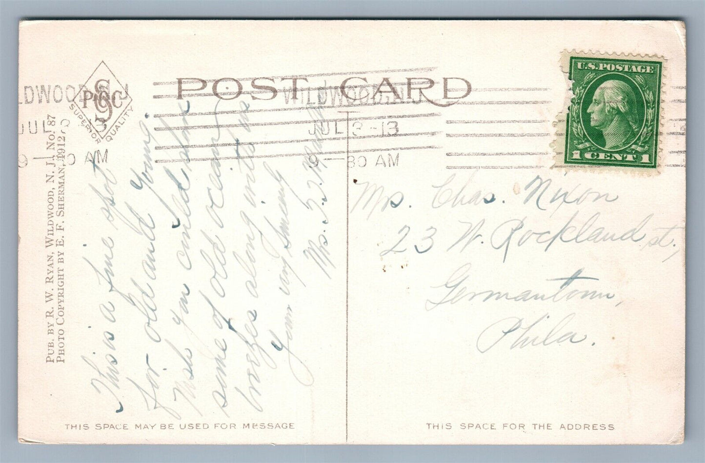 WILDWOOD NJ GARDEN OF EDEN RESIDENCE PARK & PINE AVENUE ANTIQUE POSTCARD