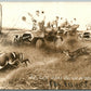 ROPING DEERS FROM CARS PHOTOMONTAGE ANTIQUE 1910 REAL PHOTO POSTCARD RPPC