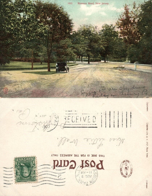RUMSEN RD. N.J. 1907 UNDIVIDED 1907 ANTIQUE POSTCARD