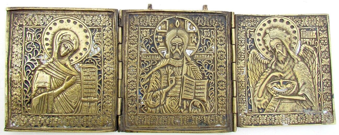 ANTIQUE 18th-19th CENTURY RUSSIAN BRONZE TRAVELER DEISIS ICONOSTASIS