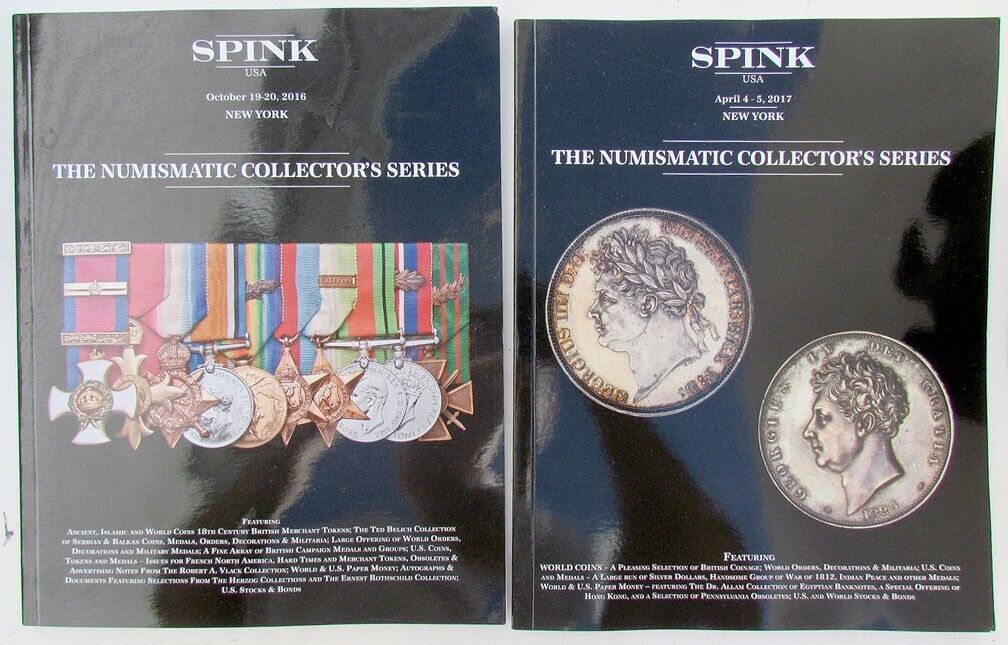 LOT OF 2 NUMISMATIC COLLECTOR'S SERIES 2016-17 SPINK AUCTION CATALOGS