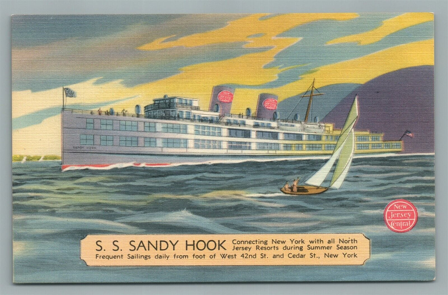 SHIP SS SANDY HOOK VINTAGE POSTCARD