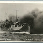 MILITARY SHIP IN BATTLE VINTAGE REAL PHOTO POSTCARD RPPC