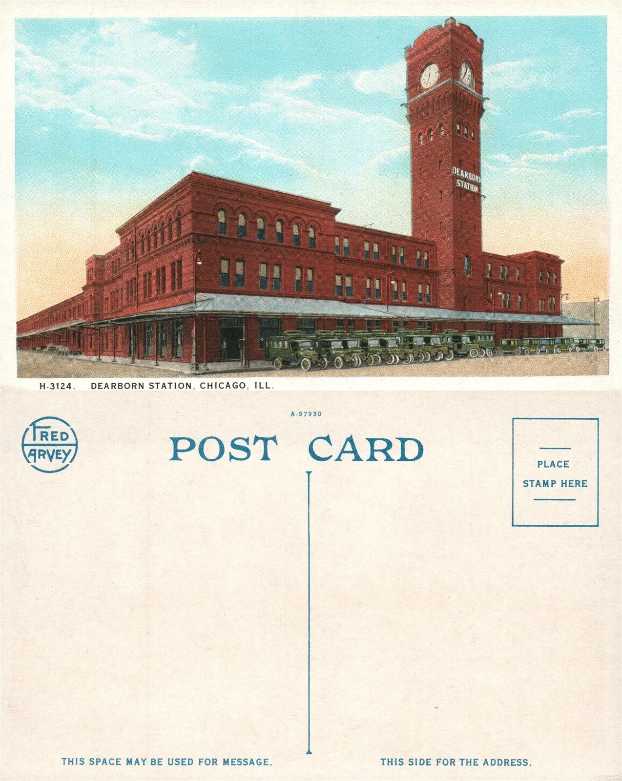 CHICAGO IL DEARBORN RAILWAY STATION VINTAGE POSTCARD RAILROAD DEPOT