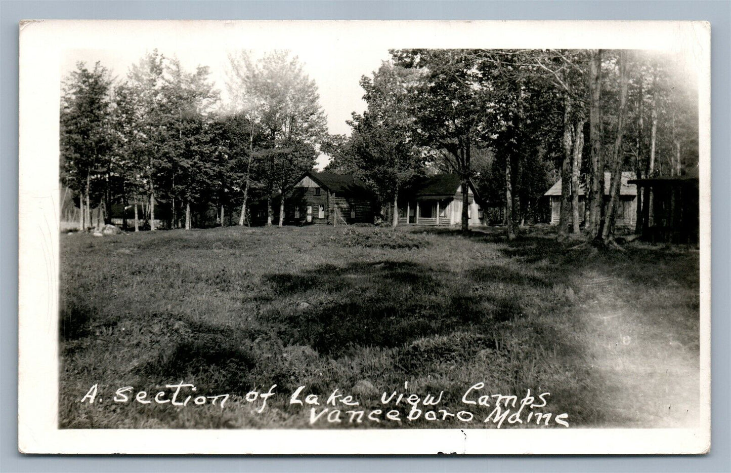 VANCEBORO ME SECTION OF LAKE VIEW CAMPS 1950 VINTAGE REAL PHOTO POSTCARD RPPC