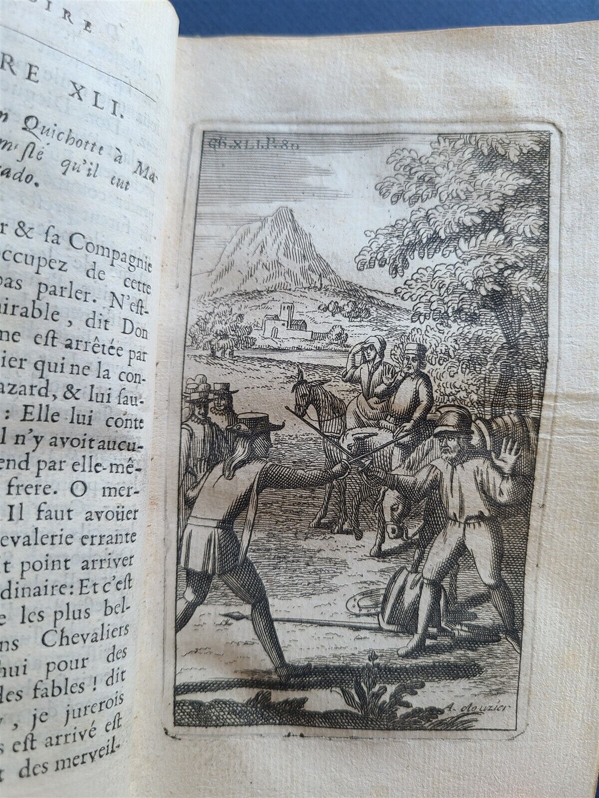 1716 DON QUIXOTE DE LA MANCHE 2 VOLS antique ILLUSTRATED RARE FRENCH EDITION