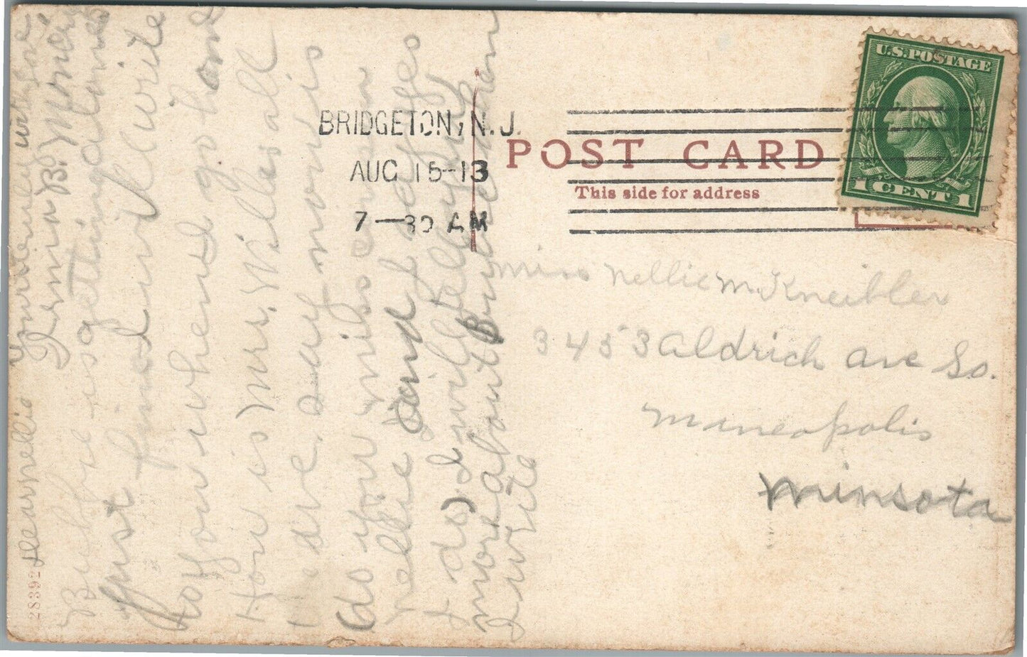 BRIDGETON NJ LAUREL STREET ANTIQUE POSTCARD