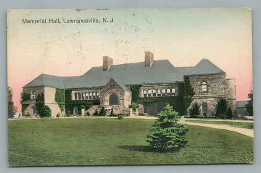 LAWRENCEVILLE NJ MEMORIAL HALL ANTIQUE POSTCARD