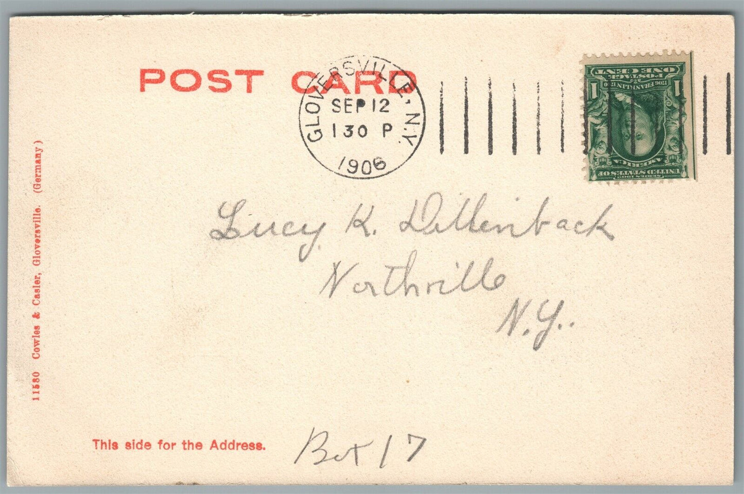 GLOVERSVILLE NY FORT'S HOTEL & GAROGA LAKE ANTIQUE POSTCARD