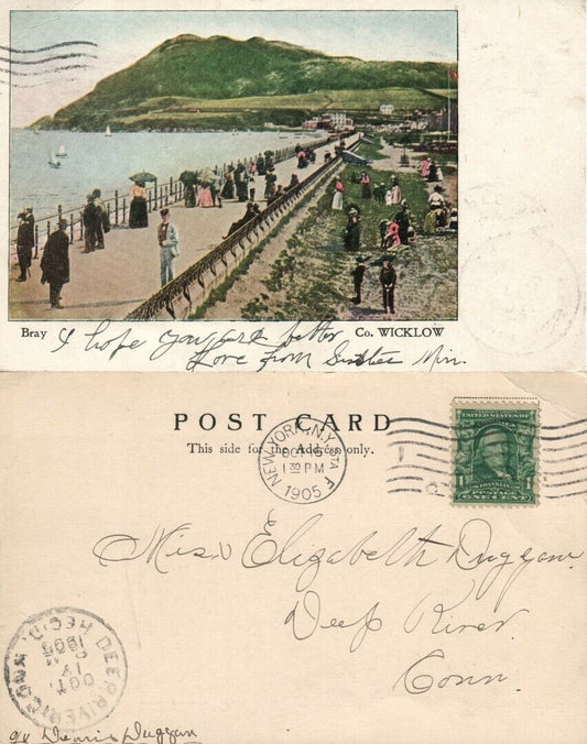 BRAY COUNTY WICKLOW IRELAND 1905 UNDIVIDED ANTIQUE POSTCARD