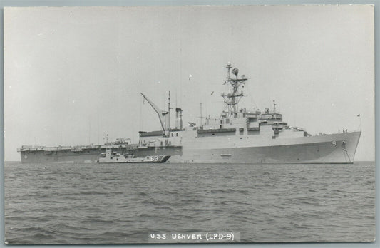 MILITARY SHIP USS DENVER VINTAGE REAL PHOTO POSTCARD RPPC