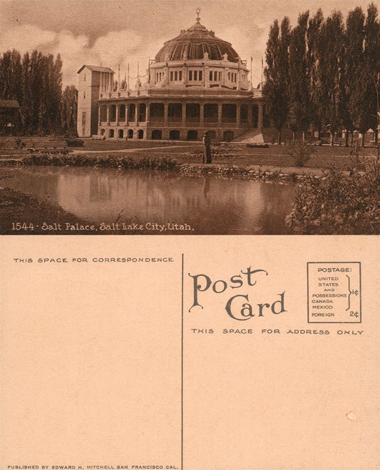 SALT LAKE CITY UTAH SALT PALACE ANTIQUE POSTCARD