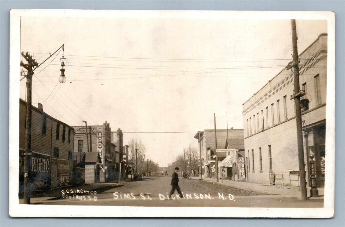 DICKINSON ND SIMS STREET ANTIQUE REAL PHOTO POSTCARD RPPC